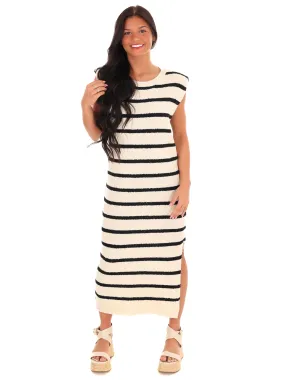 Love Notes Striped Knit Midi Dress