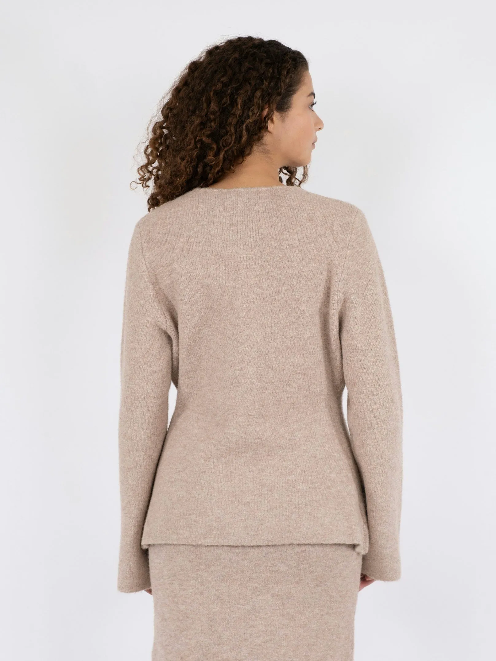 Marie Louise Knit Cardigan - Sand Melange
