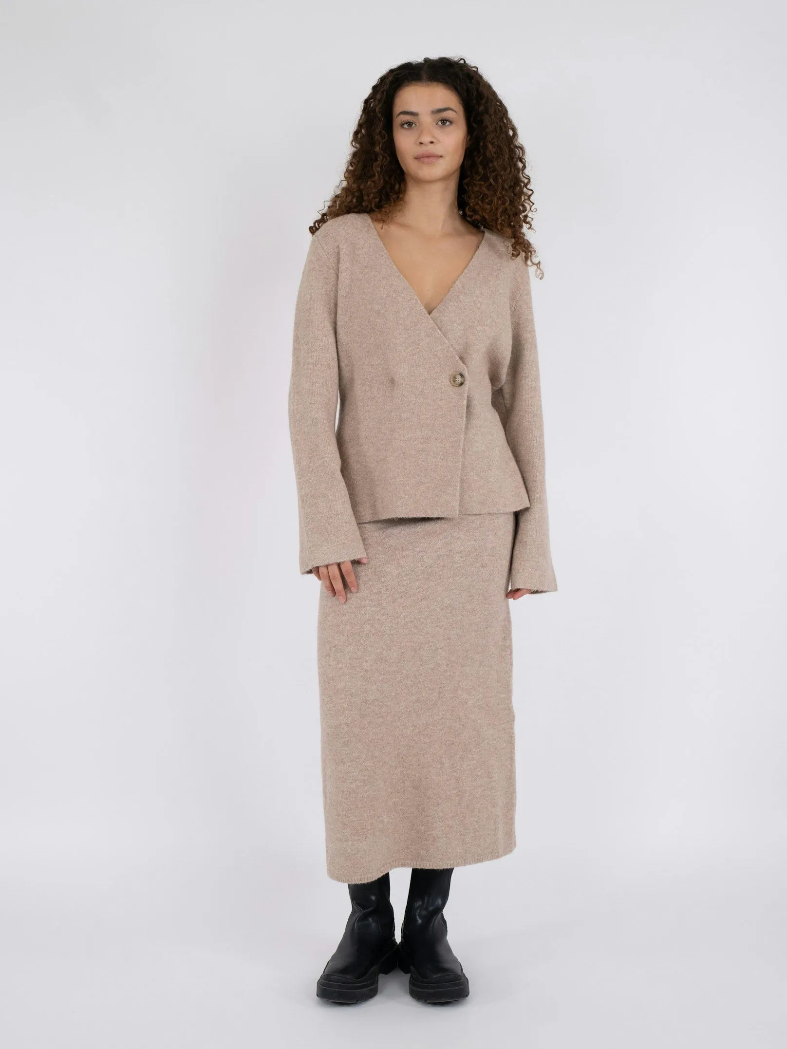 Marie Louise Knit Cardigan - Sand Melange