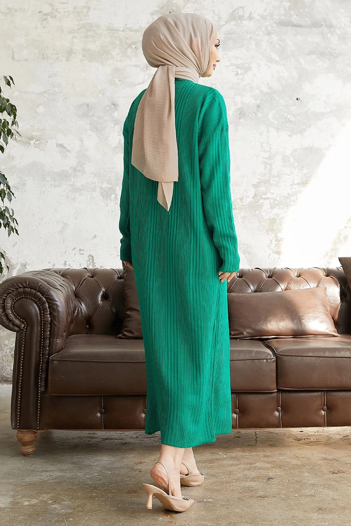 MDS Women Arissa Fisherman Collar Long Knit Dress - Green - Merano