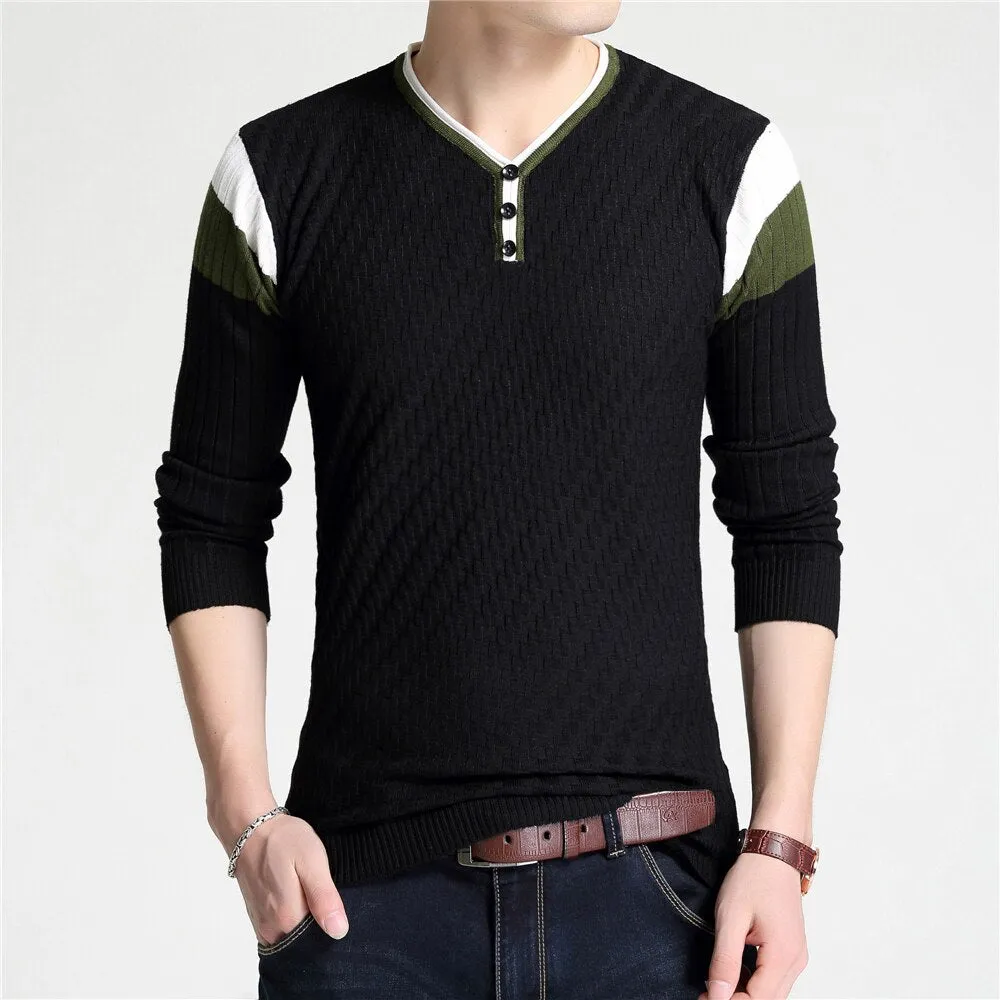 Men's V-neck Soft Elastic Sweaters