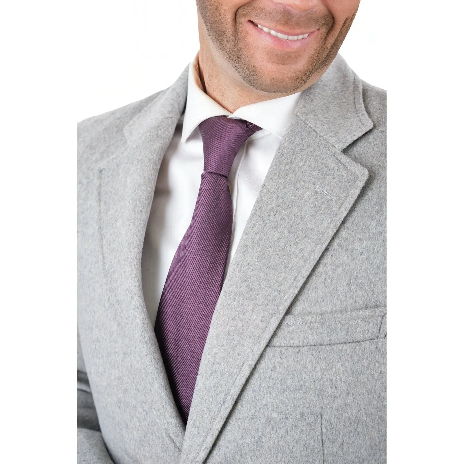 Men's Wool Cashmere Single Breasted Light Gray 3/4 Length Car Coat Top Coat
