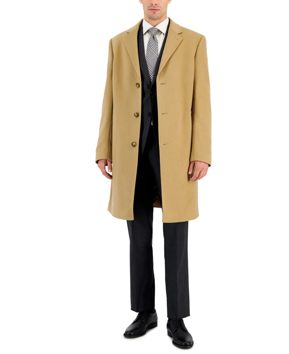 Michael Kors Mens Classic fit Overcoat Coat 44 R Brown Solid