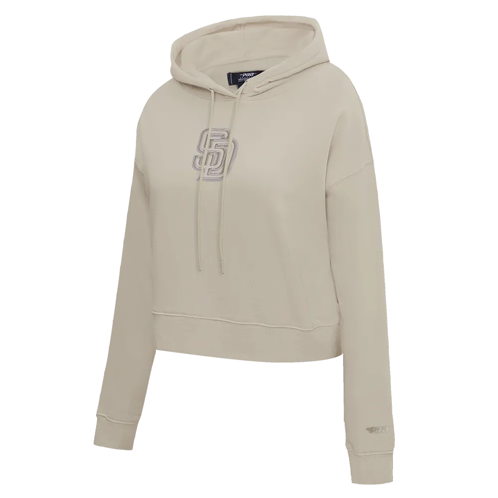 MLB SAN DIEGO PADRES NEUTRAL WOMEN'S CROPPED PO HOODIE (TAUPE)