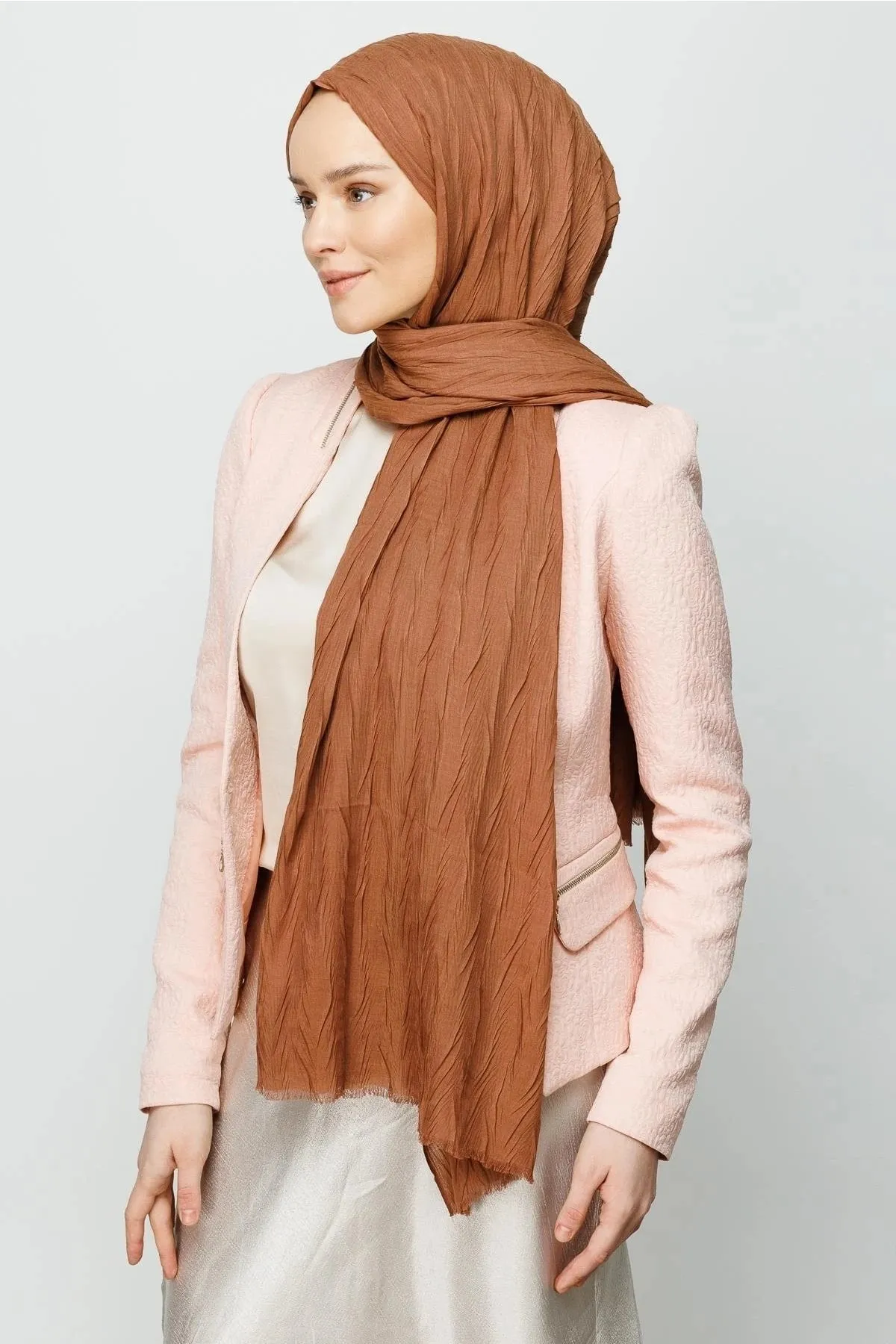 Mocha Pleated Bamboo Hijab