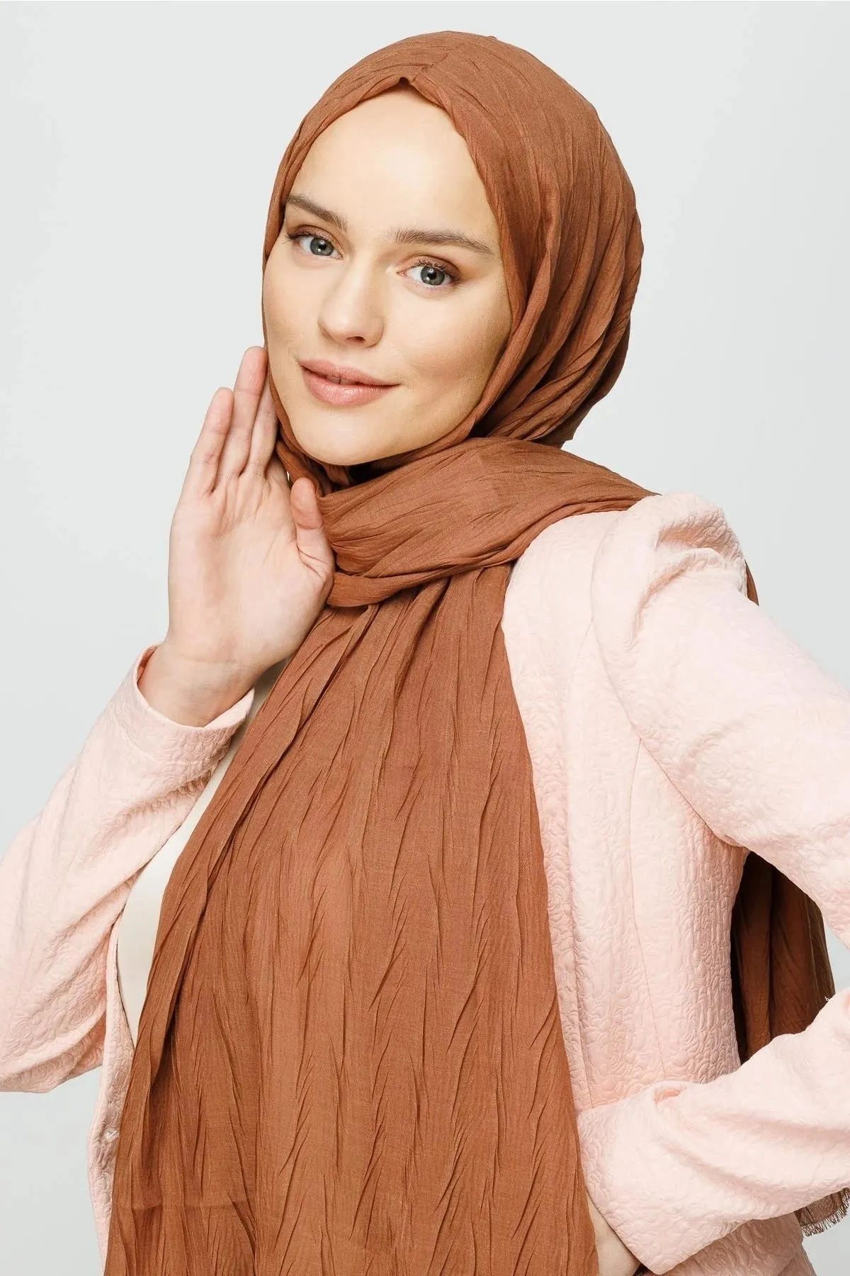 Mocha Pleated Bamboo Hijab