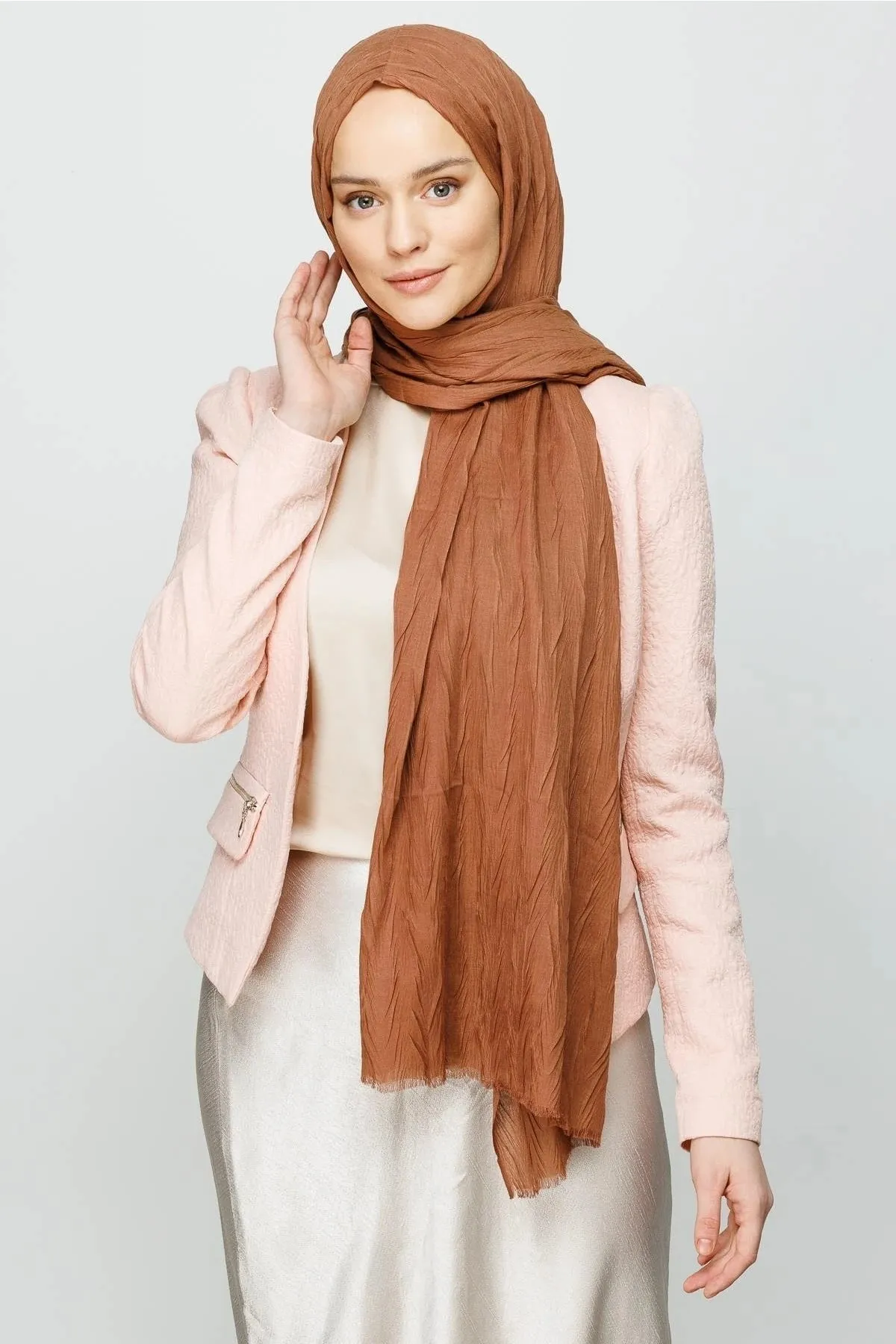 Mocha Pleated Bamboo Hijab