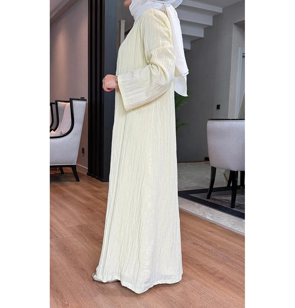 Modest Muslim Women’s Knitted Two Piece Abaya - Yellow