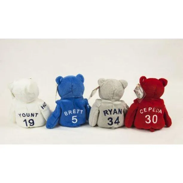 Mr. Octobears Baseball Hall of Fame Class of 99 Bean Bear Set Robin Yount, George Brett, Nolan Ryan, Orlando Cepeda