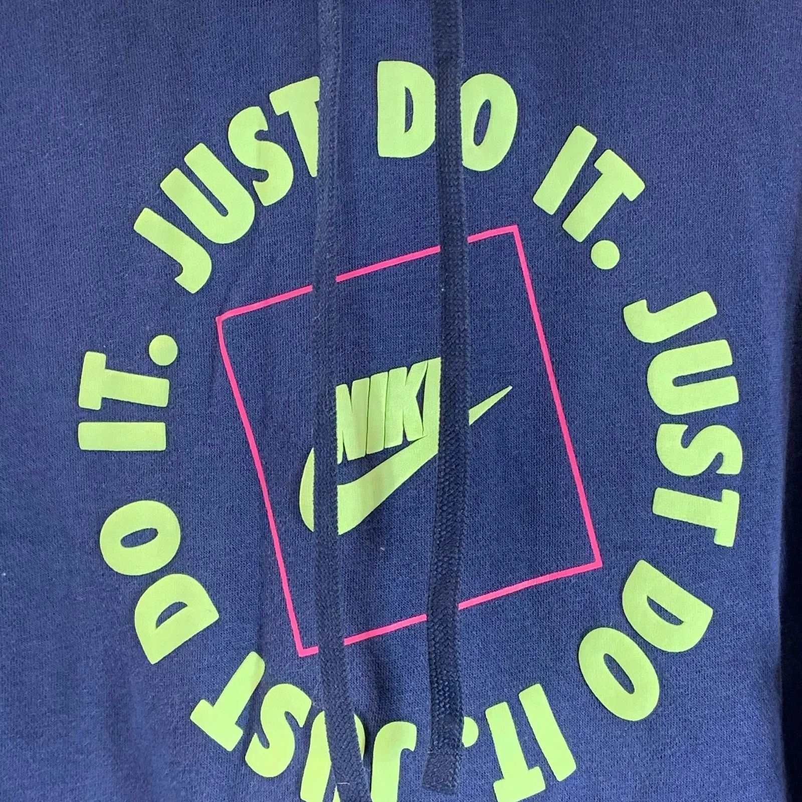 NIKE Sportswear Men's Navy/Green Just Do It Fleece Pullover Hoodie SZ L