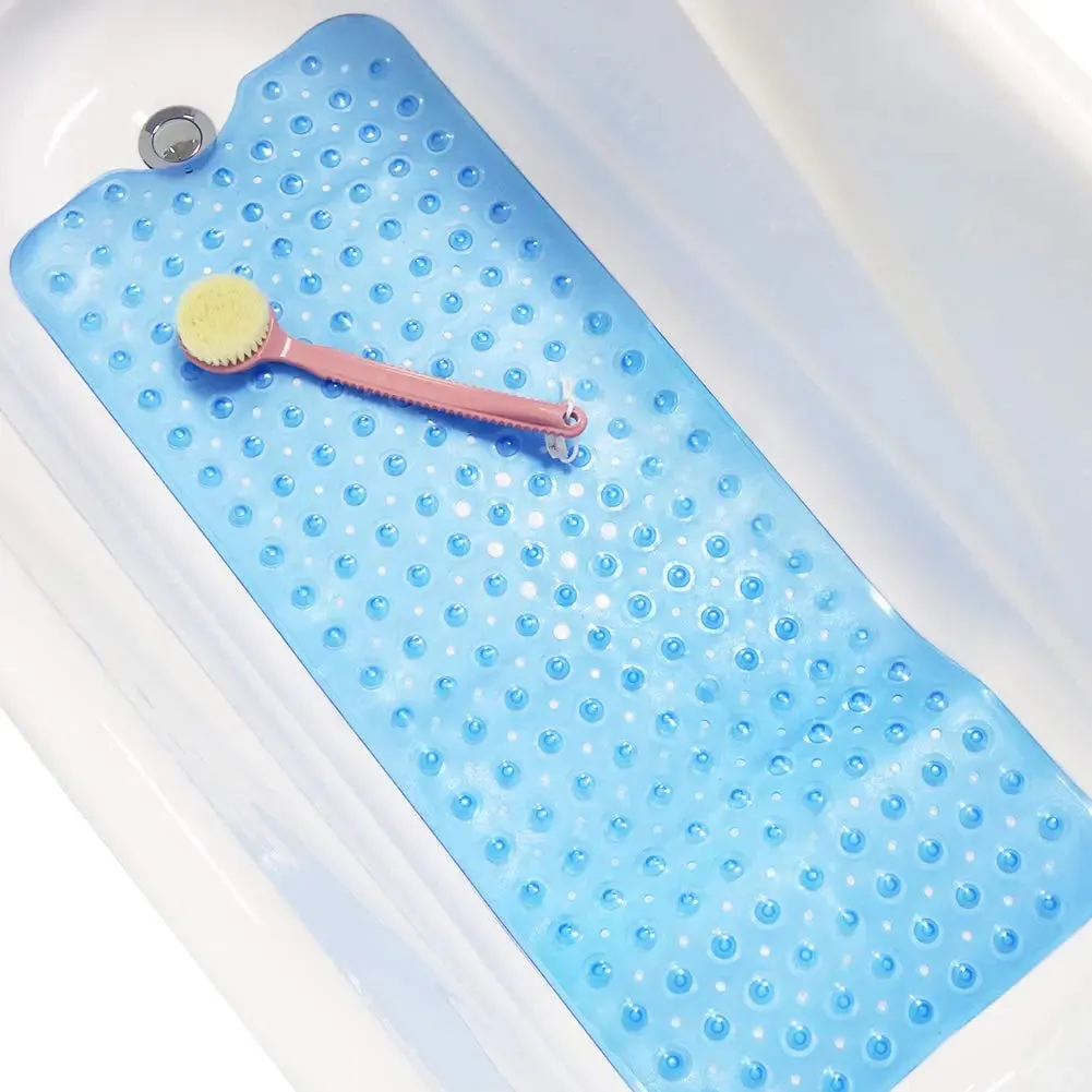 Non-Slip Eco Friendly Bath Mat- 100 *40 cm - Transparent Blue ( Soft pebble ),non-slip bath mat