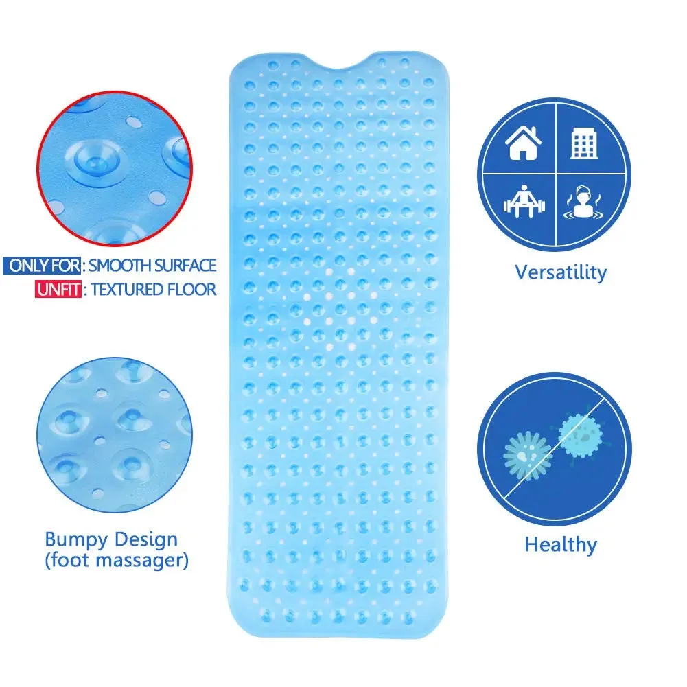 Non-Slip Eco Friendly Bath Mat- 100 *40 cm - Transparent Blue ( Soft pebble ),non-slip bath mat