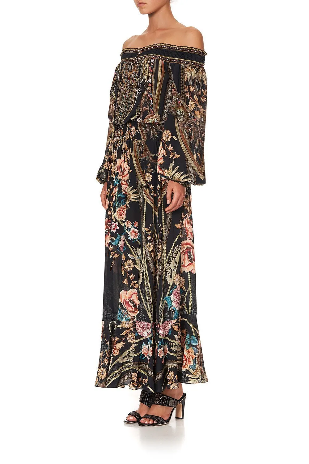 OFF SHOULDER SHIRRED DRESS BELLE OF THE BAROQUE