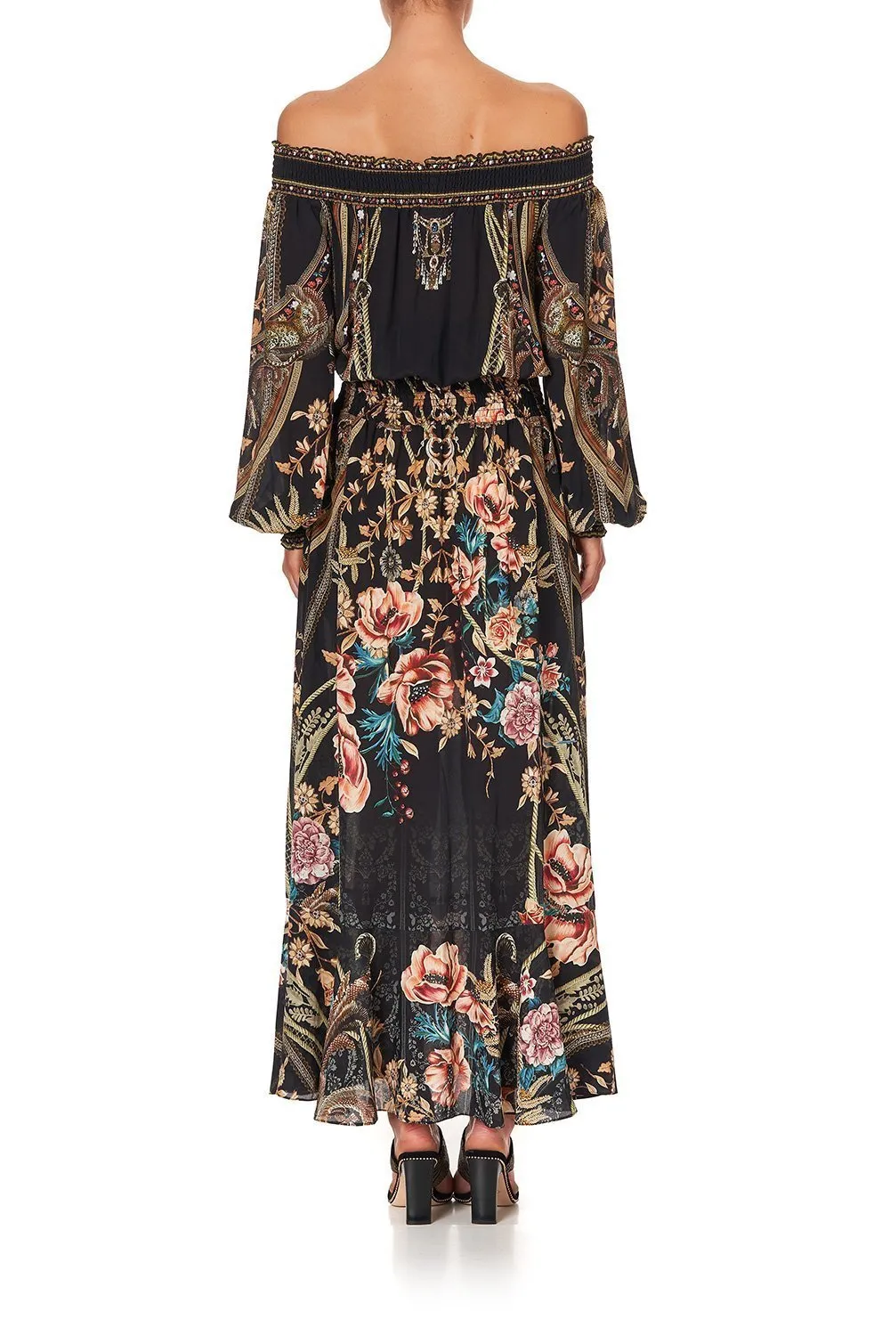 OFF SHOULDER SHIRRED DRESS BELLE OF THE BAROQUE