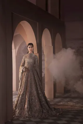 Pakistani Bridal Maxi for Walima in White Net #BN912