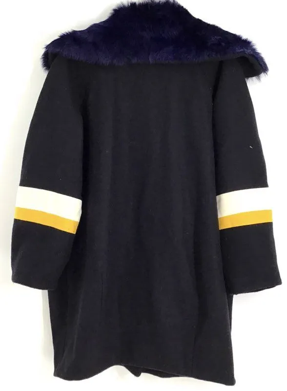 Paper London Women's Black Blue Overcoat - Size 12