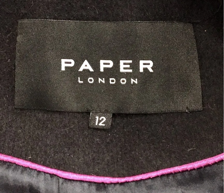 Paper London Women's Black Blue Overcoat - Size 12