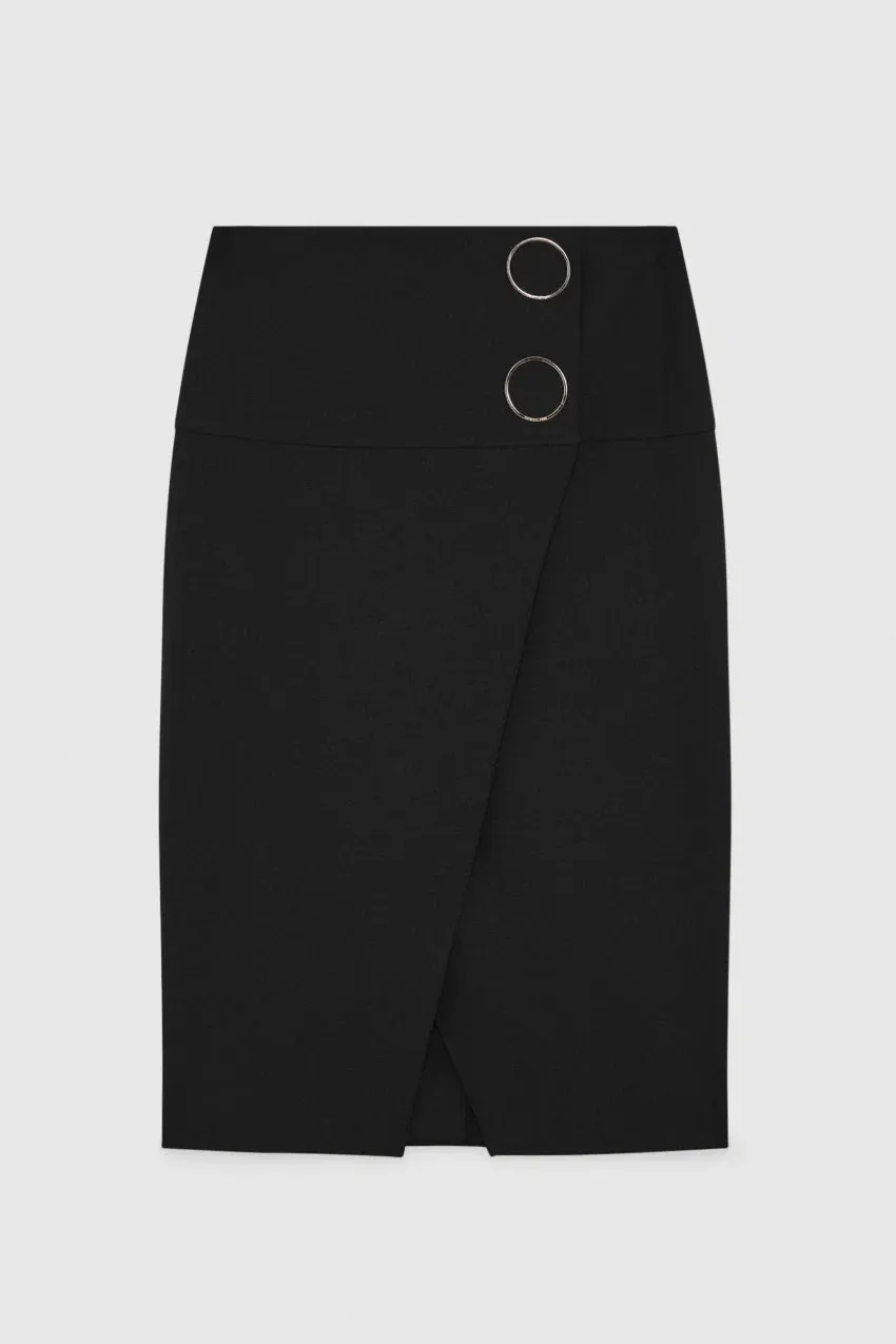 PATRIZIA PEPE SKIRT STRETCH GABERDINE WRAP PENCIL 2G0987