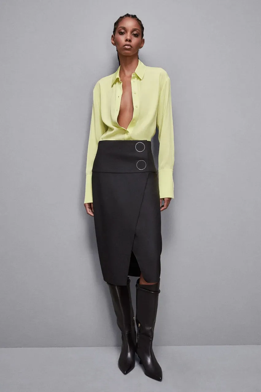 PATRIZIA PEPE SKIRT STRETCH GABERDINE WRAP PENCIL 2G0987