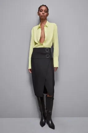 PATRIZIA PEPE SKIRT STRETCH GABERDINE WRAP PENCIL 2G0987