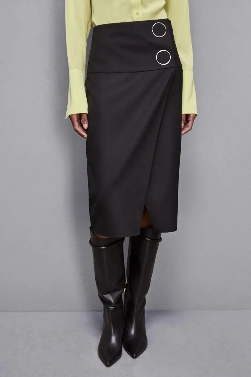 PATRIZIA PEPE SKIRT STRETCH GABERDINE WRAP PENCIL 2G0987