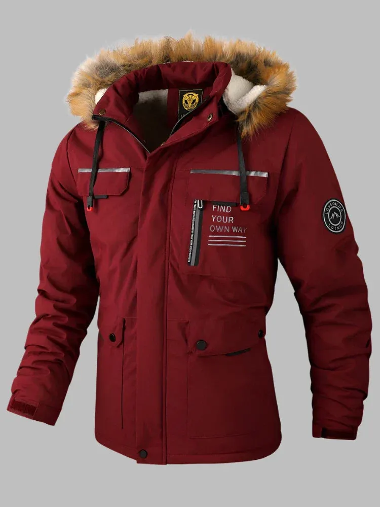 Polar Fleece Parka | Warmer langer wasserdichter Parka-Wintermantel für Herren mit Fellkragen