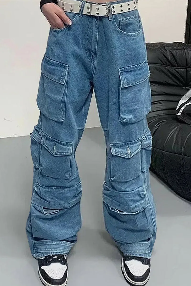 PT3096 Denim Cargo Jeans Pant