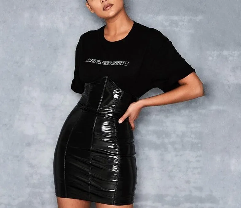 PU Leather High-Waist Pencil Skirt