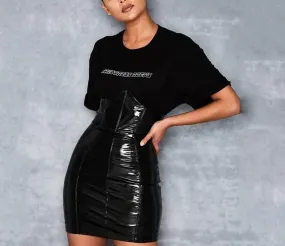PU Leather High-Waist Pencil Skirt