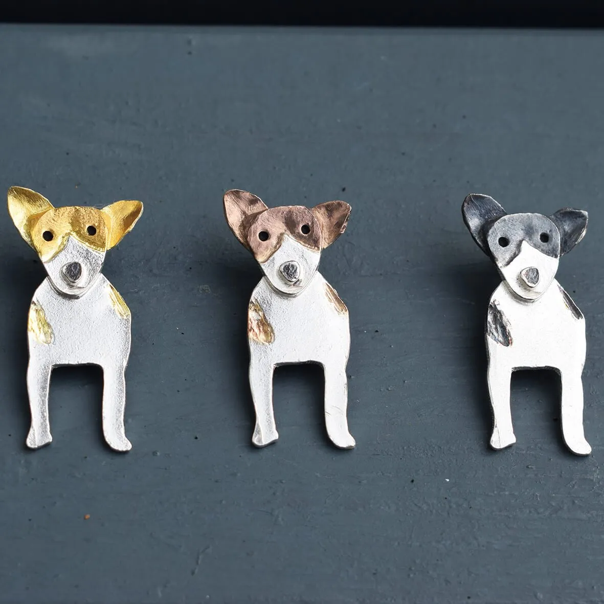 Rose Gold Jack Russell Dog Necklace with Pricked Ears