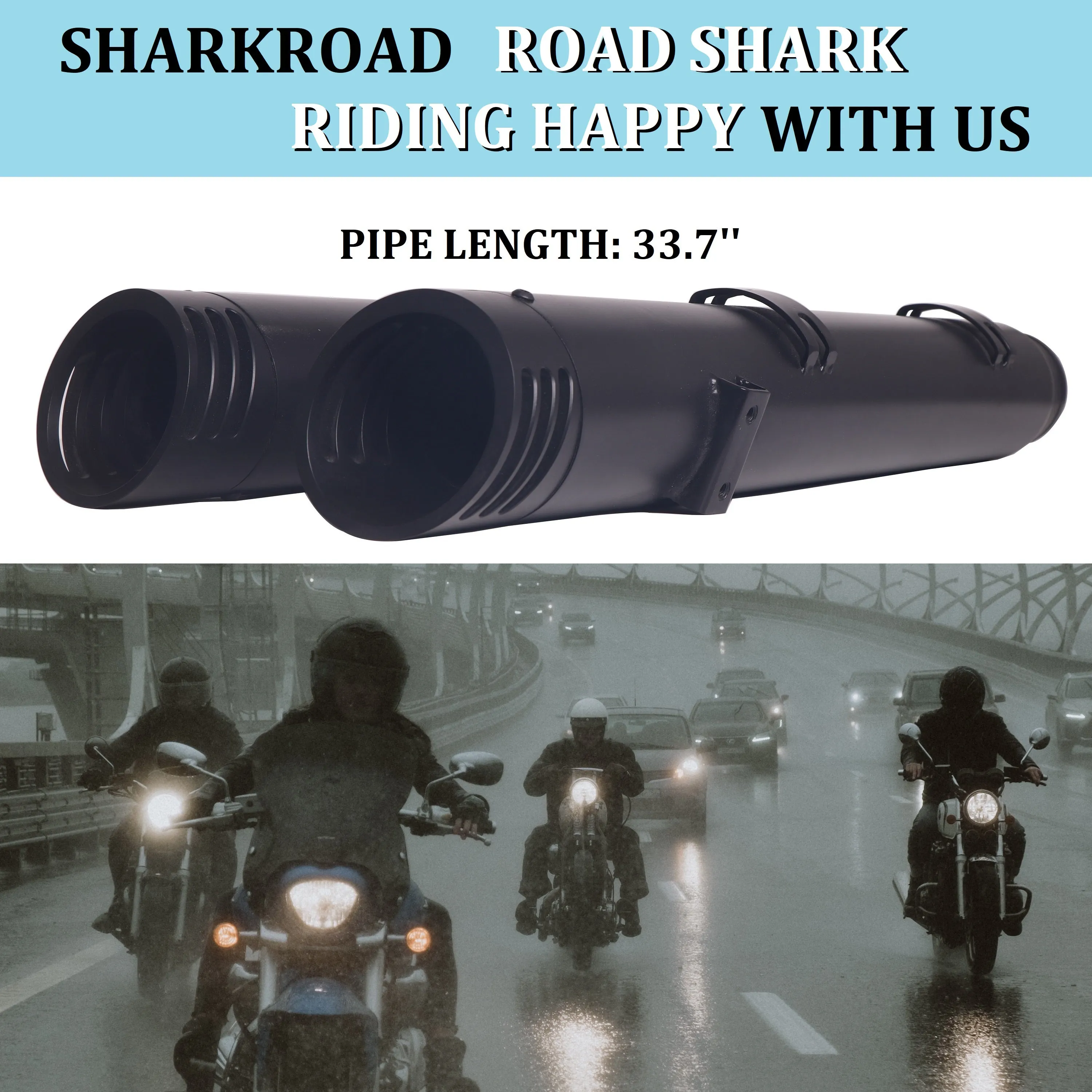 Sharkroad 4” Slip On Mufflers Exhaust for Indian 2014-2023 Chieftain Springfield Challenger Roadmaster