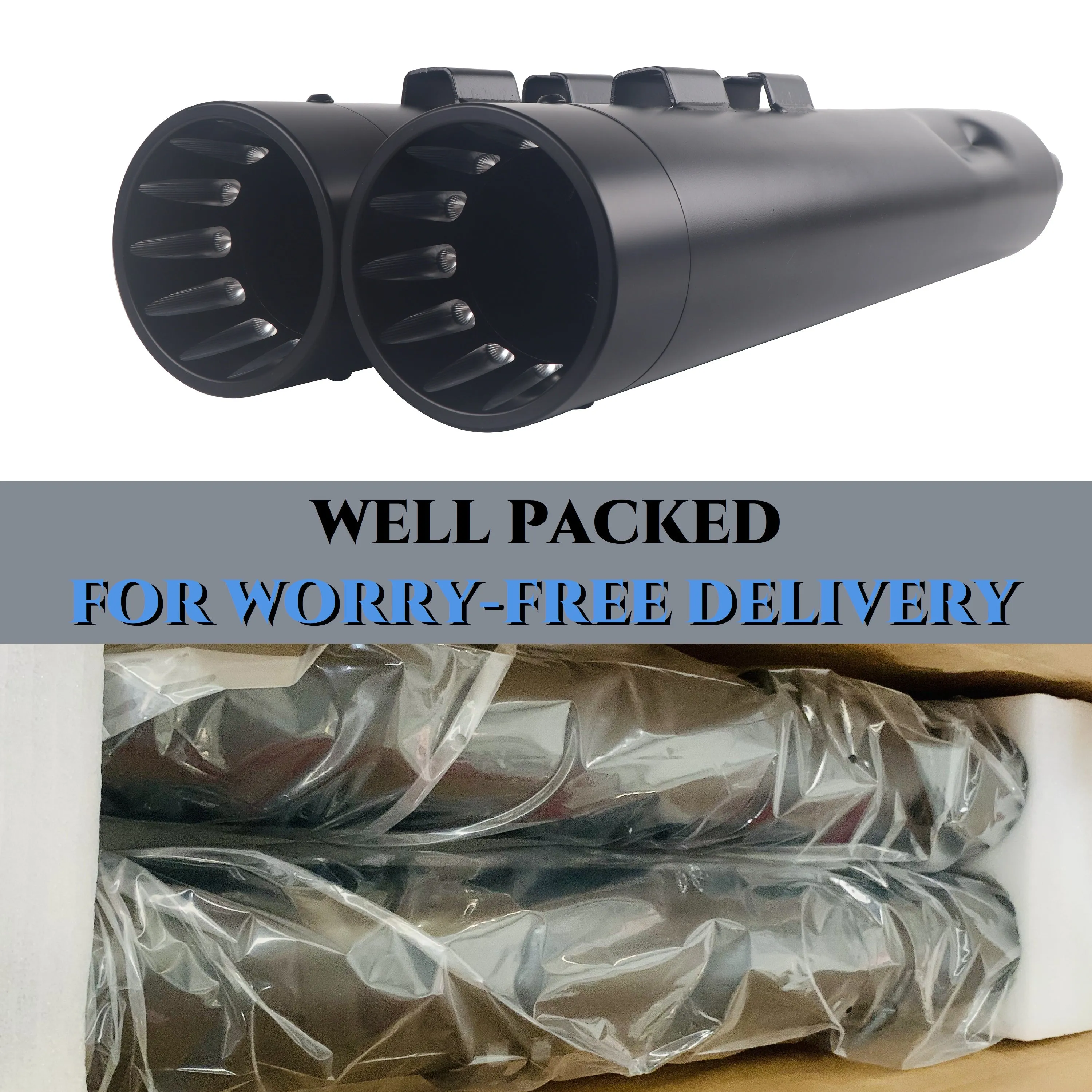 Sharkroad Harley Touring 1995-2016 4.0” Black Slip On Mufflers