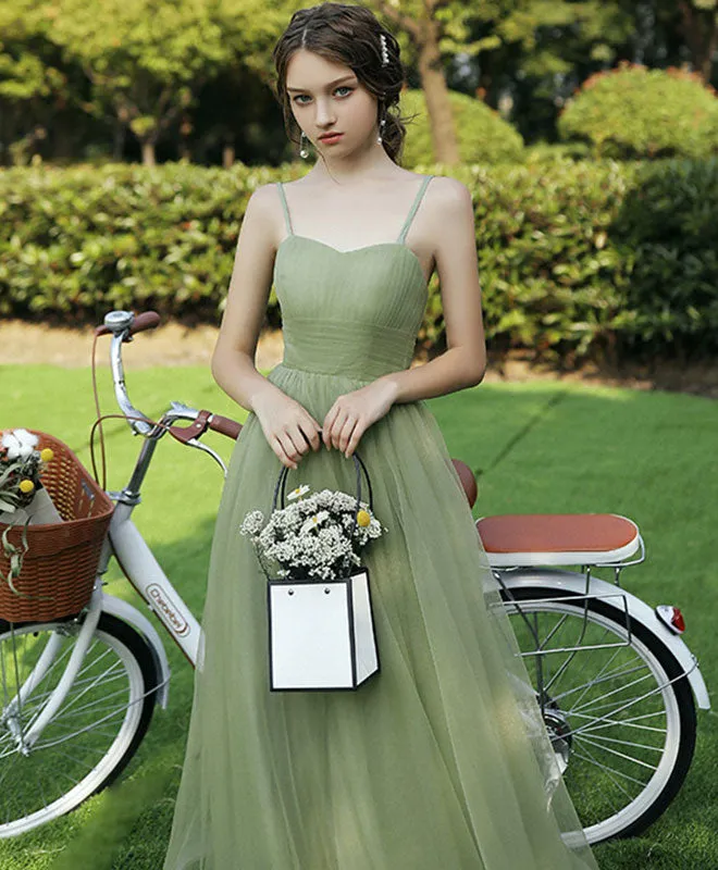 Simple Sweetheart Tulle Green Long Prom Dress Green Evening Dress