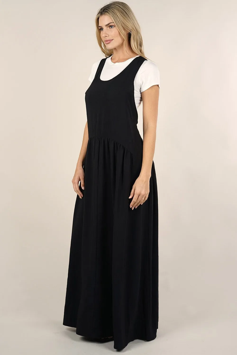 Sleeveless Racer Back Tiered Maxi Dress