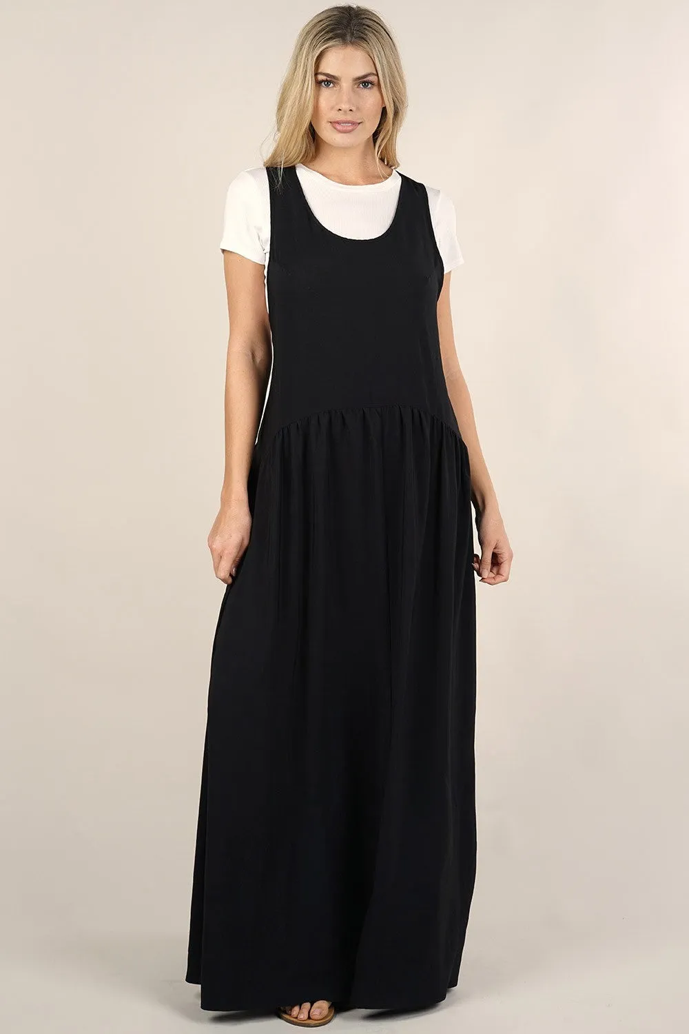 Sleeveless Racer Back Tiered Maxi Dress
