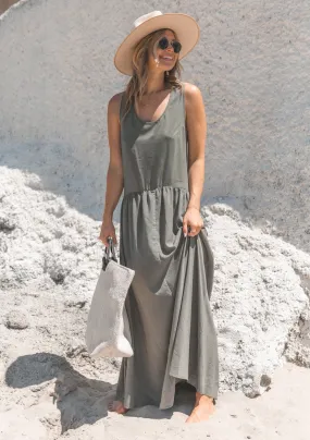 Sleeveless Racer Back Tiered Maxi Dress