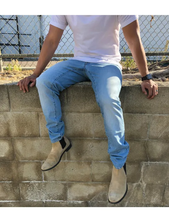 Slim-Straight Blue Fade Stretch Jeans