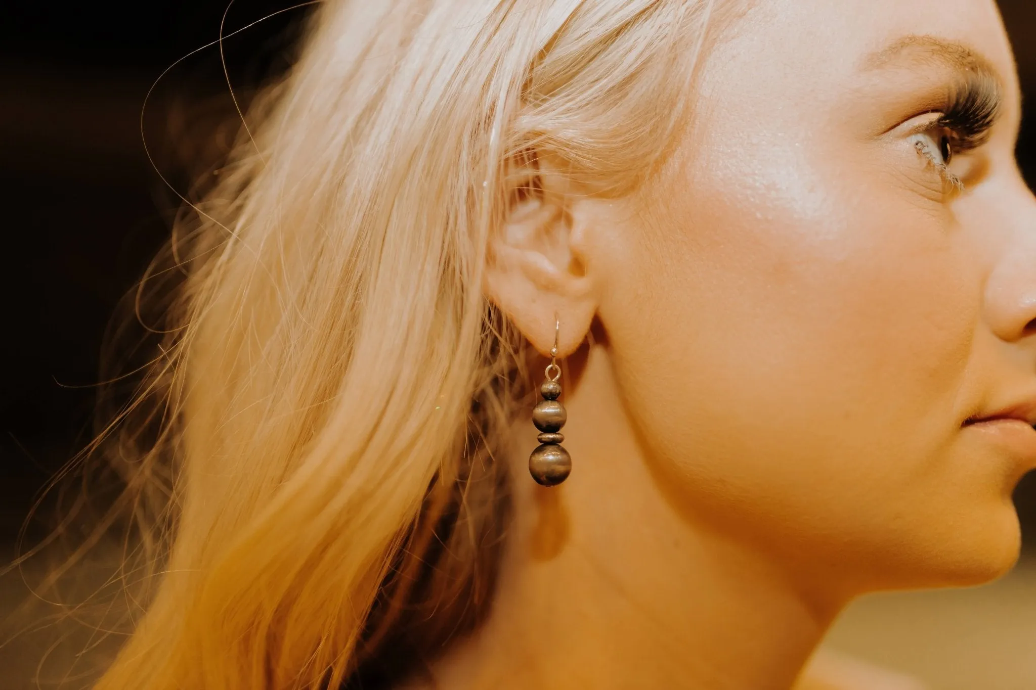 Stacked Silver Bead Earrings