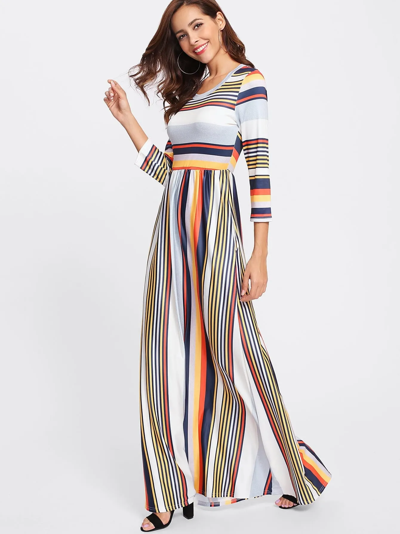 Stripe summer detail long maxi dress