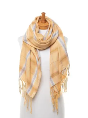 Super Soft Mustard Plaid Fringed Scarf by Taylor Hill
