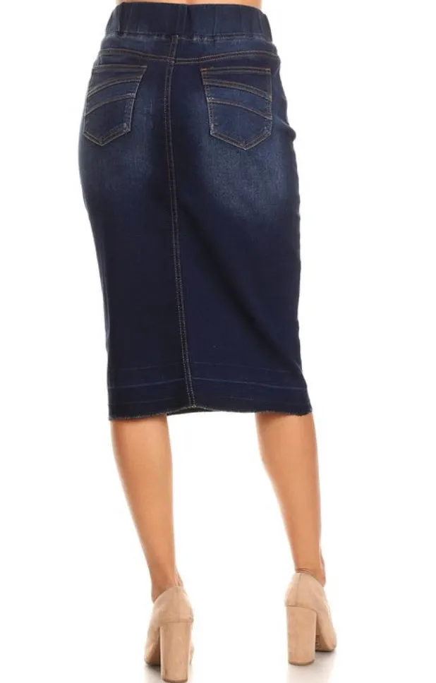 Tamara Denim Skirt- Dark Indigo