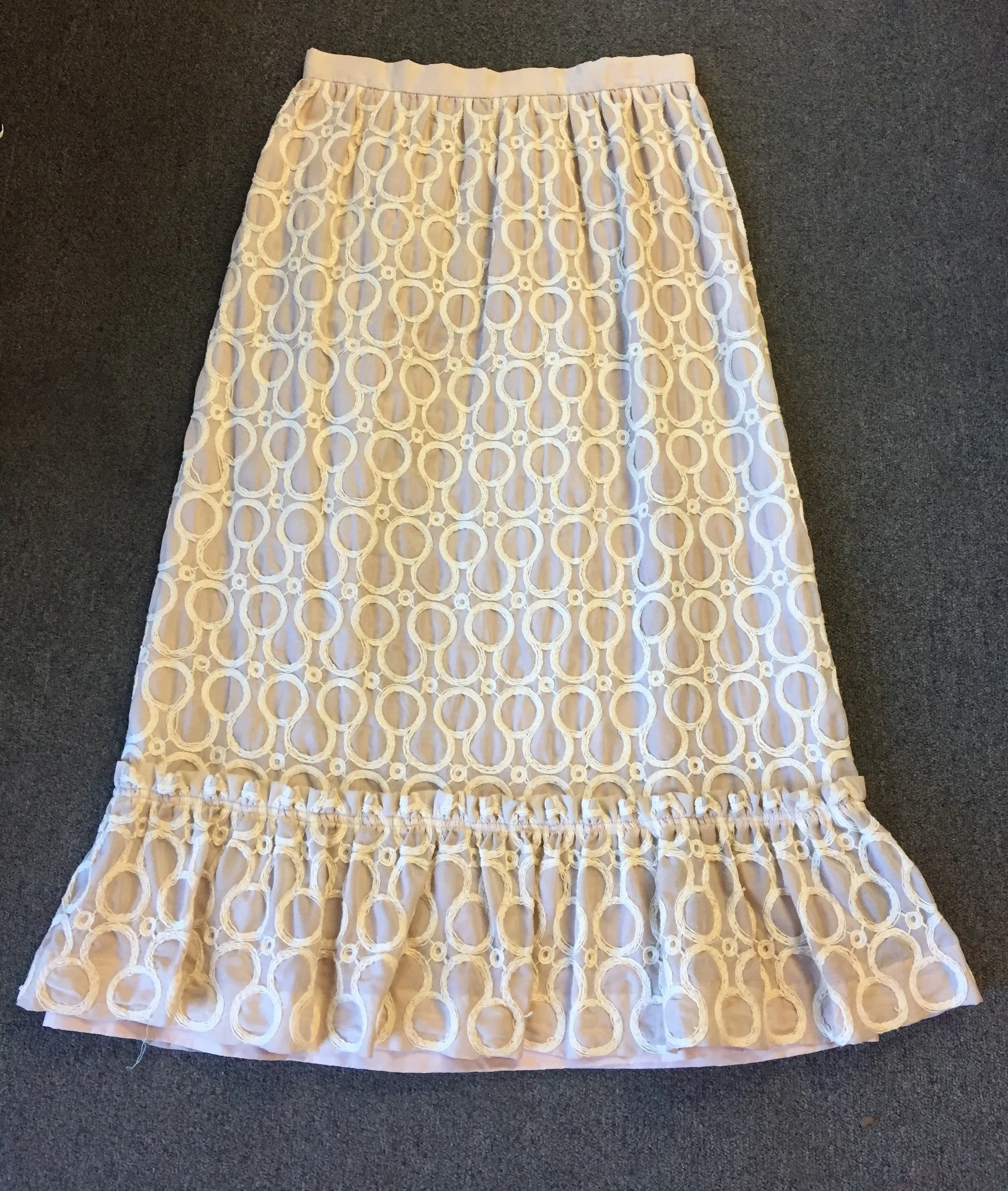 Vintage 1970's Bonwit Teller Circle Patterned Pinkish Beige Pencil Skirt Retro Fashion