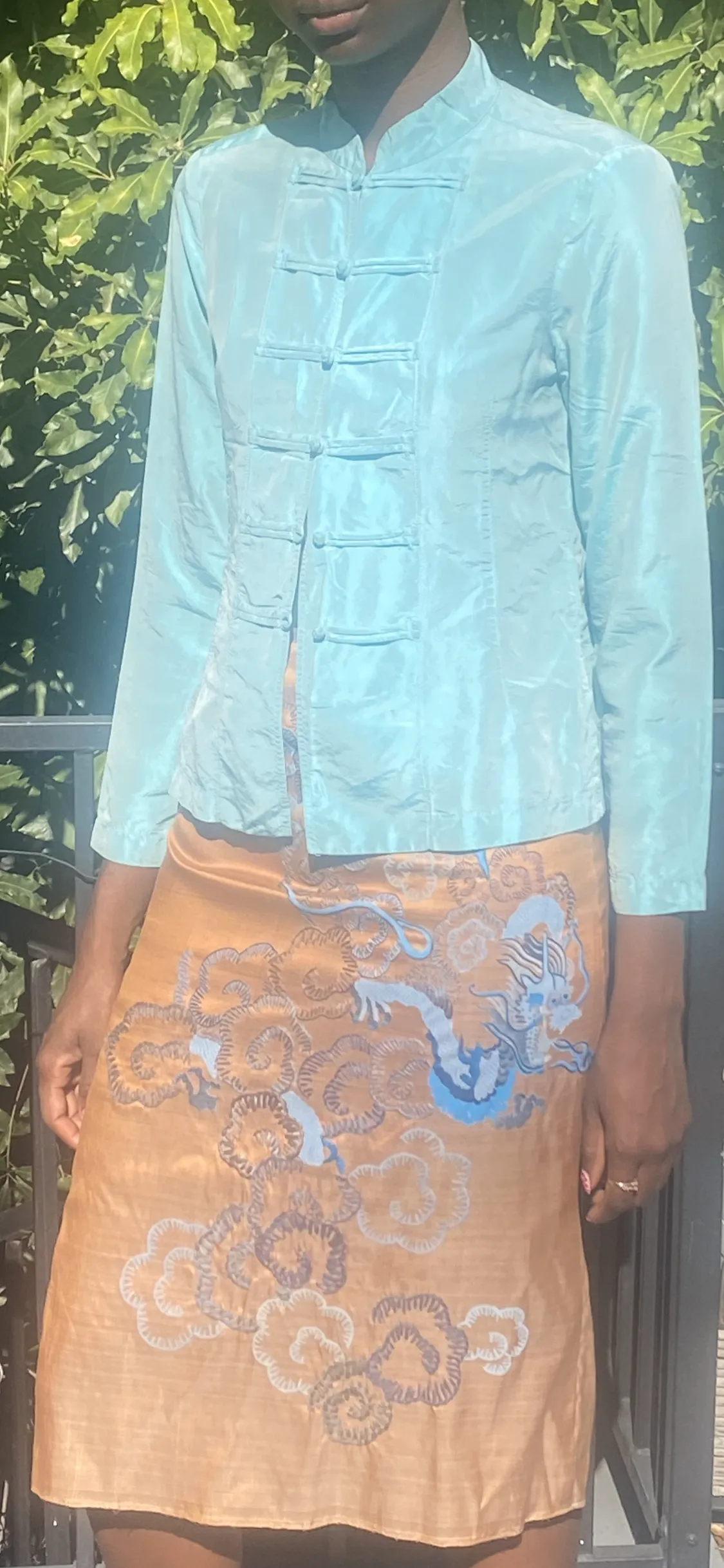 Vintage Dosa Embroidered Dragon Skirt