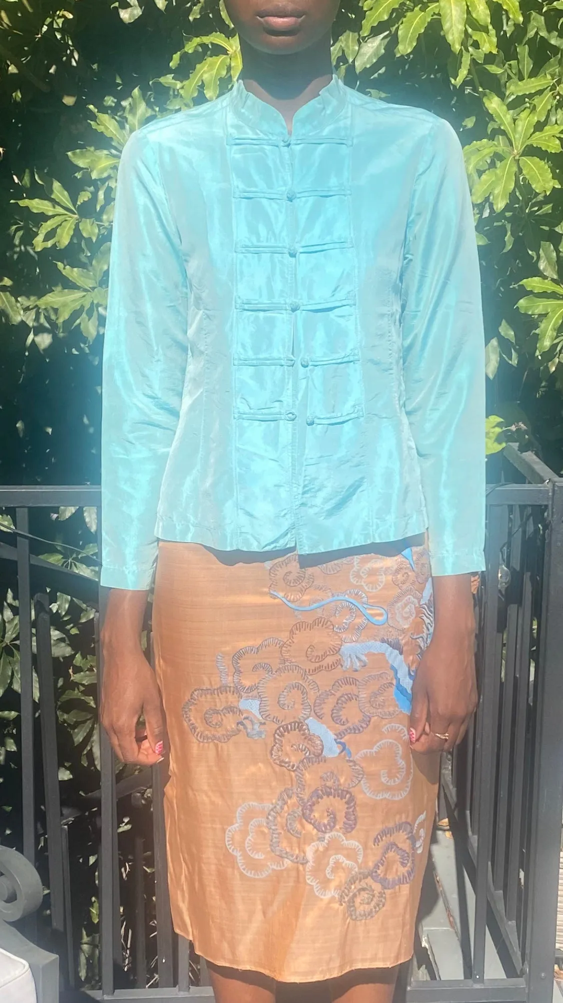 Vintage Dosa Embroidered Dragon Skirt