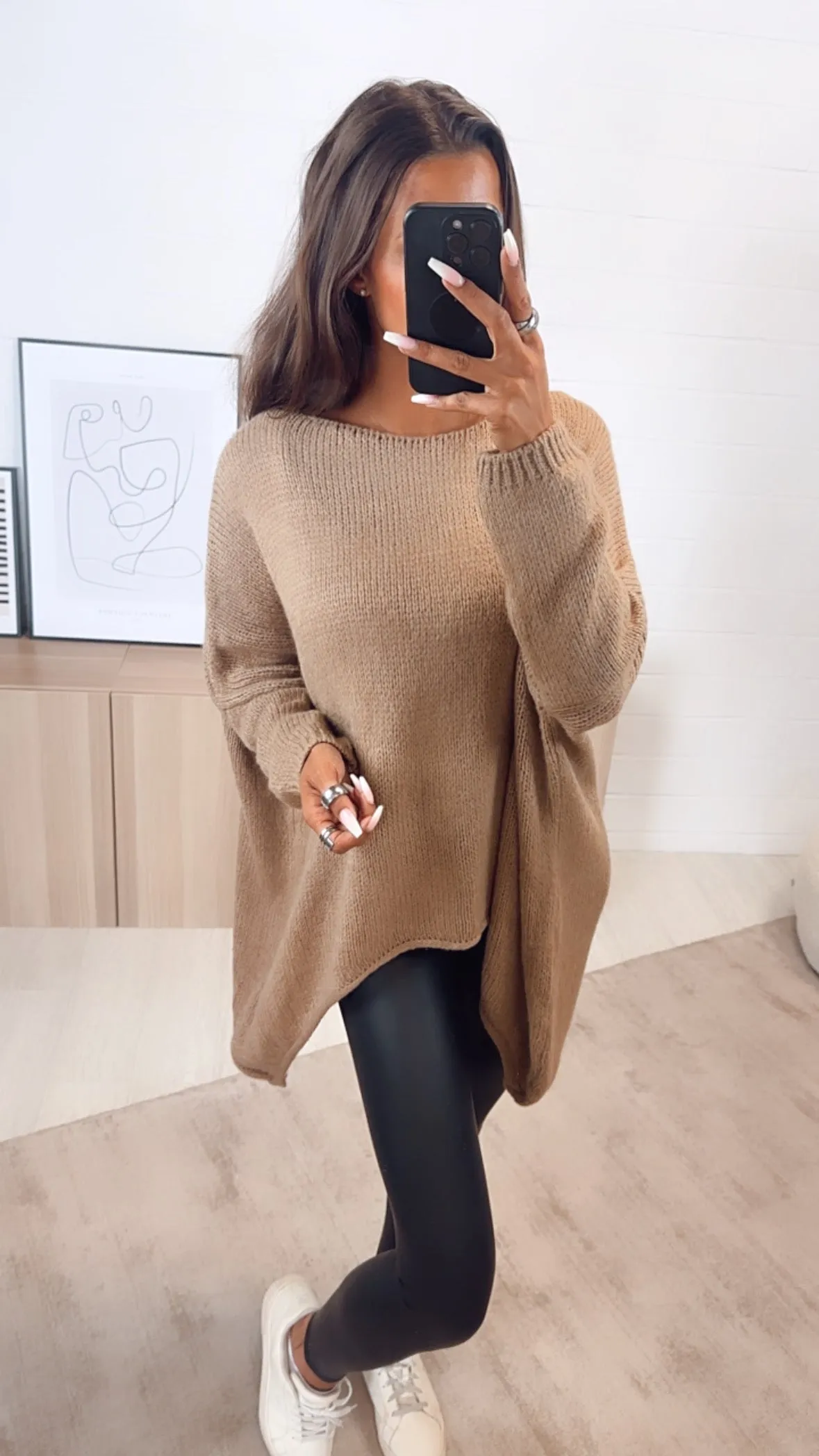 VOKUHILA oversize Strick Pullover / cappuccino - camel Art. 7012