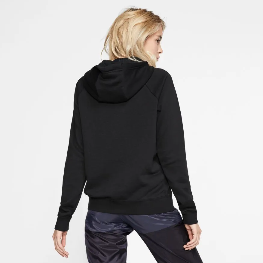 Women's Nike Fleece Pullover Hoodie - BLACK/WHITE