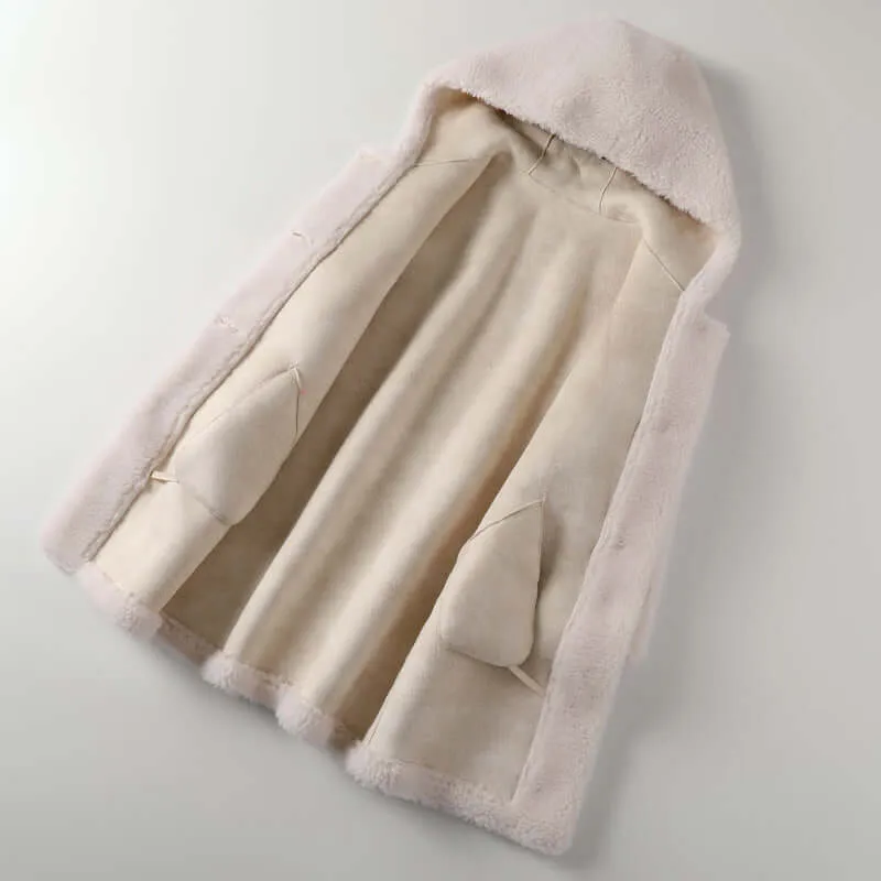 Women's Plush Teddy Coat with Hood - Cream