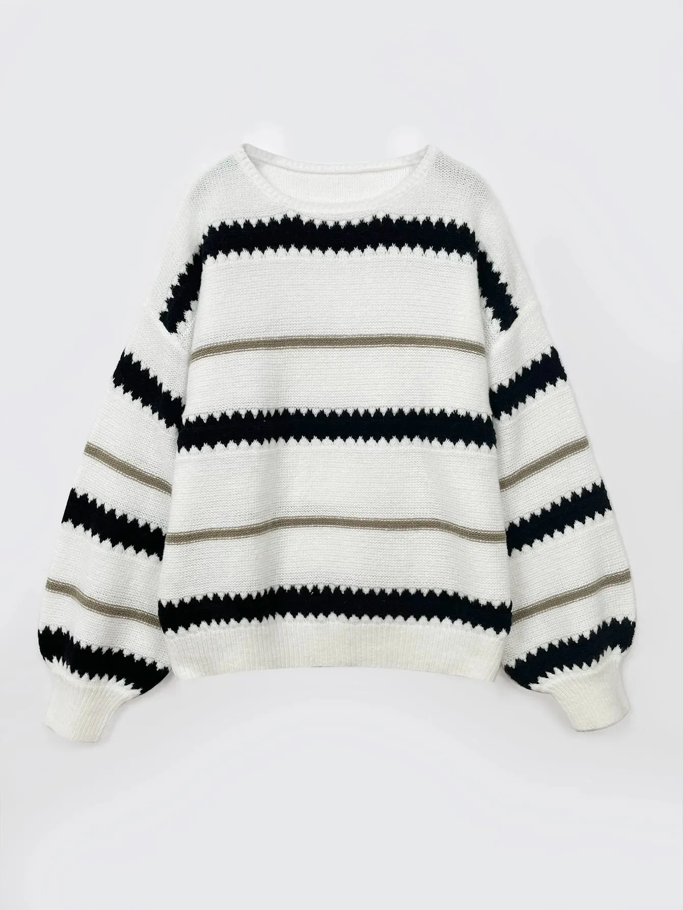 Zigzag Stripe Boat Neck Pullover