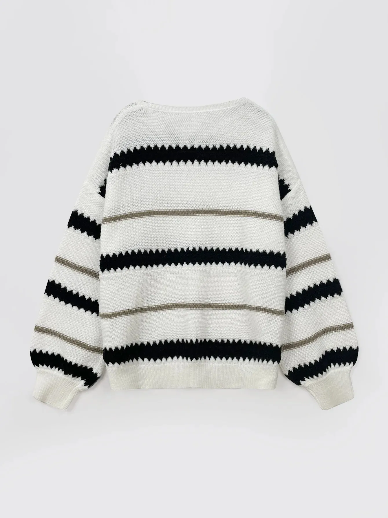 Zigzag Stripe Boat Neck Pullover